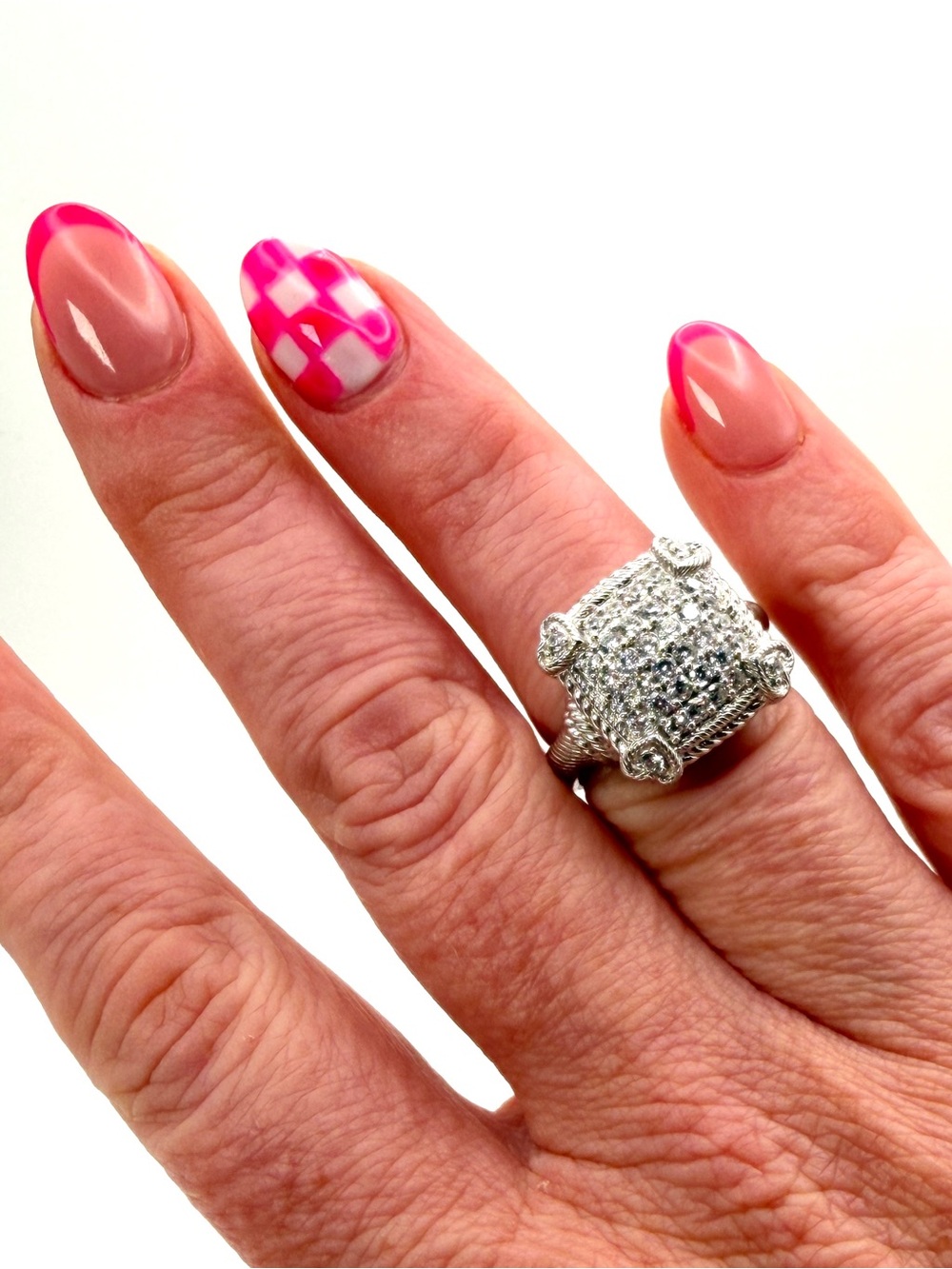 Sterling Silver 925 Judith Ripka cz pave ring size 7  Heart Olivia Diamonique